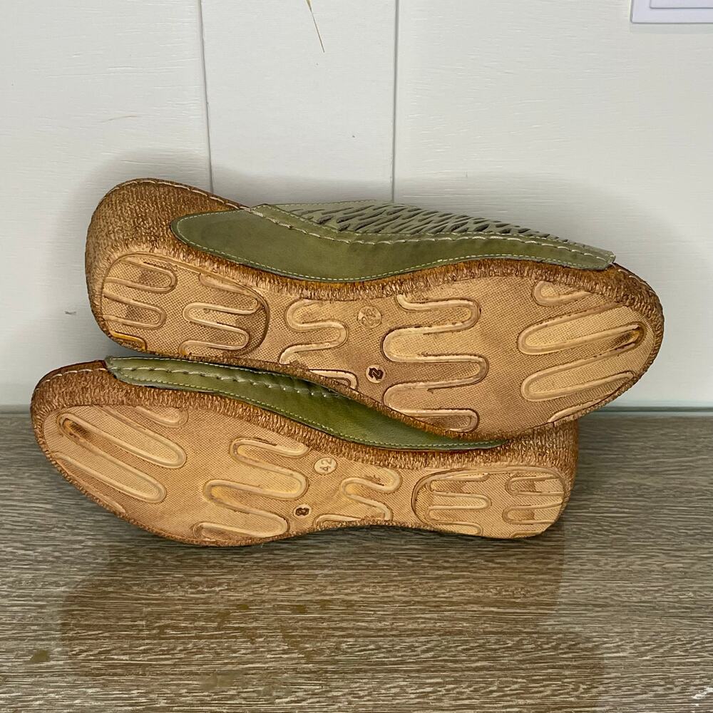Spring Step Wedge Sandal Cunacena Moss Green Leather Lattice‎ Comfy Slip on - Picture 7 of 11